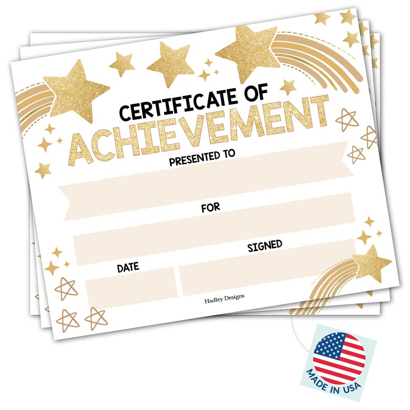 Hadley Designs 25 Colorful Preschool Kindergarten Diploma Certificate Paper Print for Kids - Graduation Certificates of Achievement Award Certificates for Students - Image 1